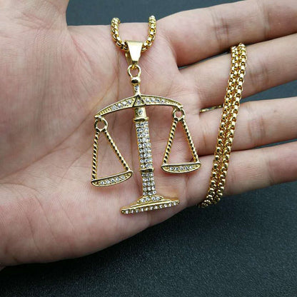 Hip Hop Jewelry Gold Plated Libra Zodiac Pendant