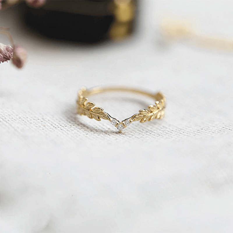 Natural Golden Laurel Leaf Ring