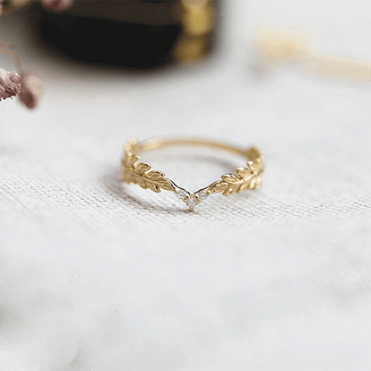 Natural Golden Laurel Leaf Ring