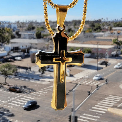 Two Tone Cross Faith Necklace