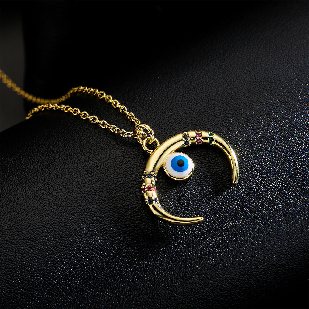 Golden Color Evil Eye Pendant Necklace