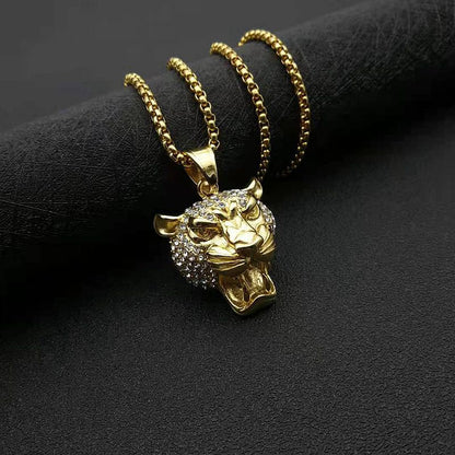 Hip Hop Jewelry Gold Plated Lion Head All Over Zirconia Pendant