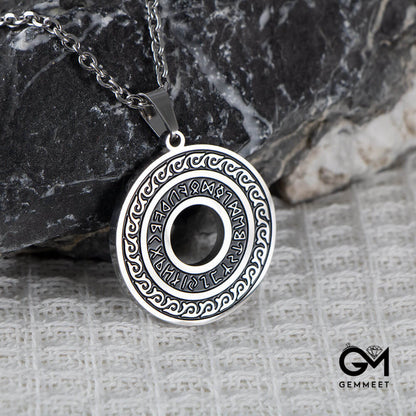 Vintage Disc Text Titanium Steel Necklace