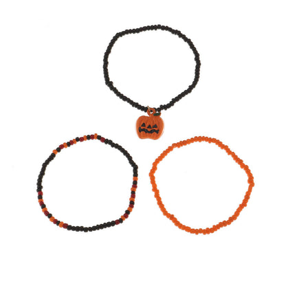 Halloween Hand Wear Mixed Color Rice Bead Pumpkin Bat Bracelet