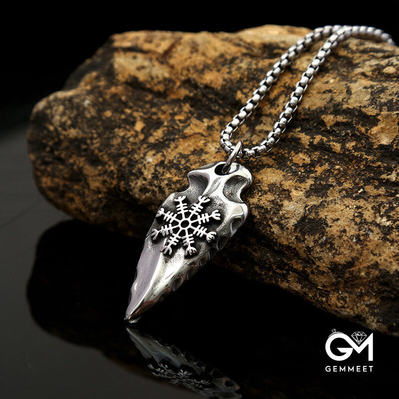 Titanium Steel Viking Arrow Rune Necklace