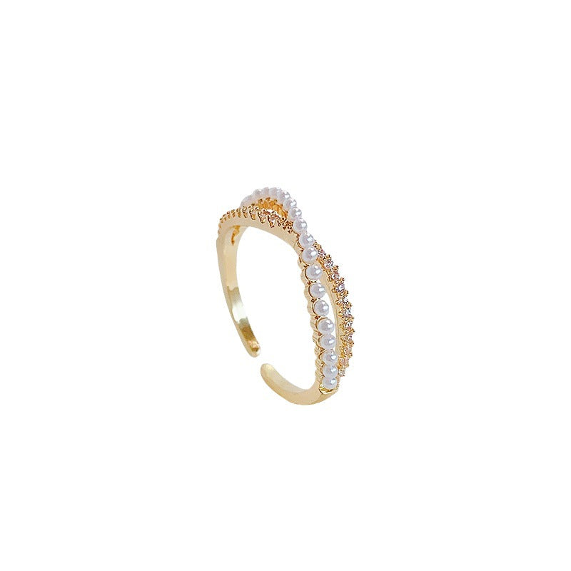 Temperament Pearl Adjustable Ring