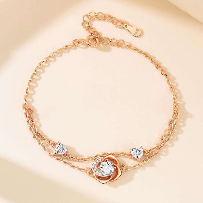 Simple Rose Zircon Bracelet