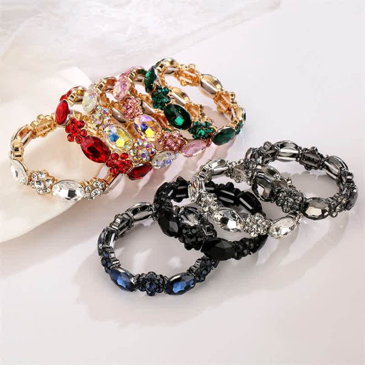 Women's Oval Rhinestone Stretchy Bracelet