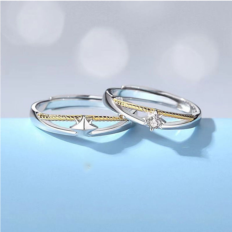 Simple Eight-Pointed Star Couple Ring