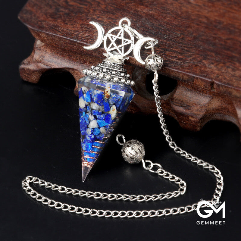 Colored Stone Resin Crystal Hexagon Cone Spirit Pendulum