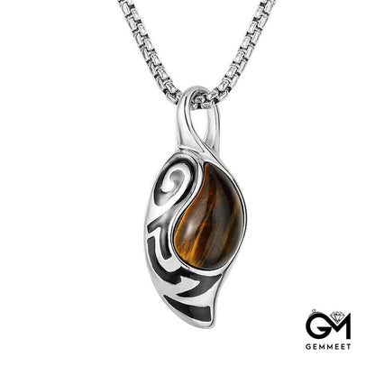 Courage Luck Protection Tiger Eye Titanium Steel Necklace