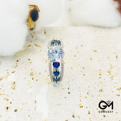 Vintage Hollow Blue Zircon Ring