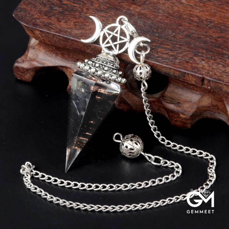 Colored Stone Resin Crystal Hexagon Cone Spirit Pendulum