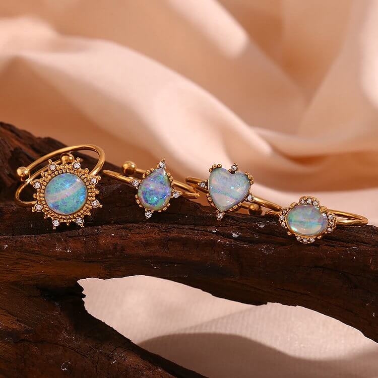 Opal Sun Heart Adjustable Ring