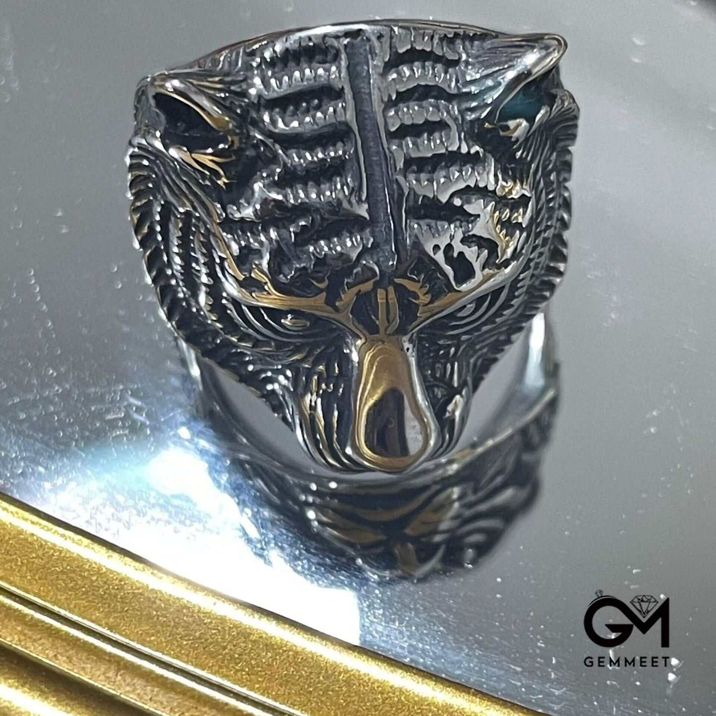 Stainless Steel Vintage Animal Tiger Head Solid Ring