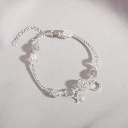 Simple Crystal White Popped Moonstone Bracelet