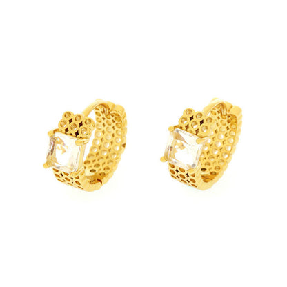 Gold Plating Shaped Square Diamond Earrings