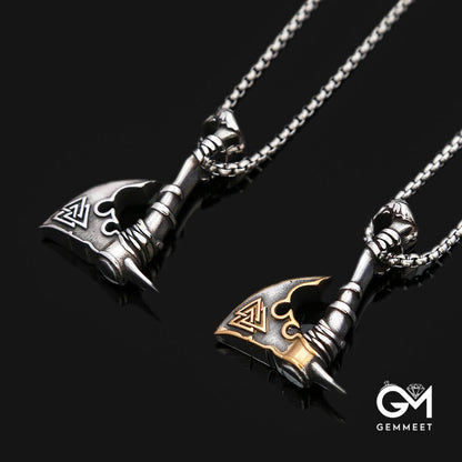 Stainless Steel Viking Axe Triangle Logo Necklace