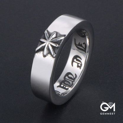 Simple Titanium Steel Octet Star Rune Ring