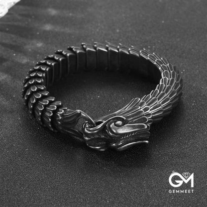 Titanium Steel Dragon Stripe Thick Bracelet