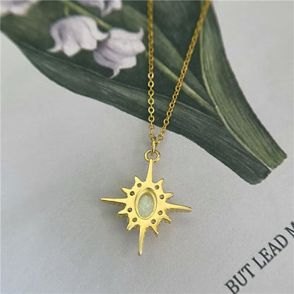 Opal White Zircon Northstar Dainty Star Necklace