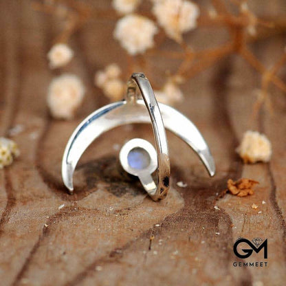 Moonstone Crescent Moon Ring