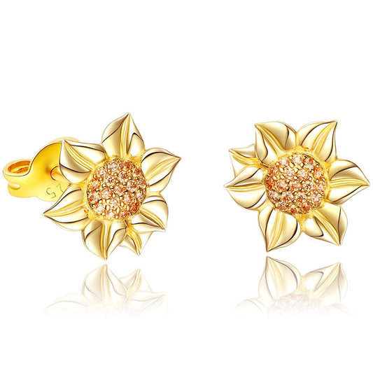 Trendy Gold Sunflower Earrings