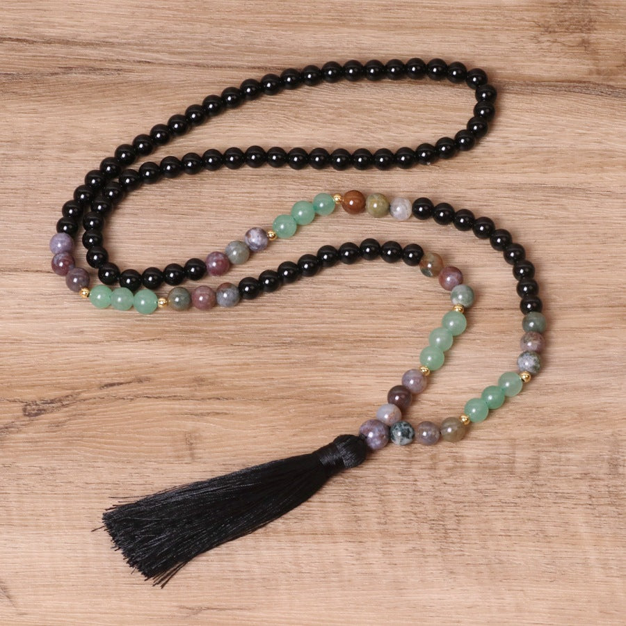 Bohemian colorful stone fringe necklace