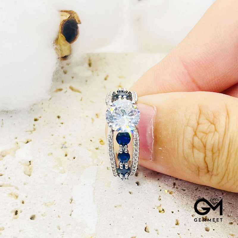 Vintage Hollow Blue Zircon Ring