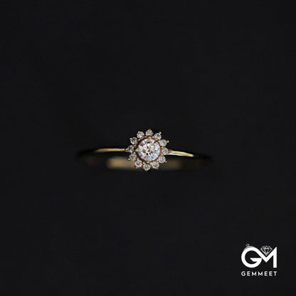 Delicate Flowers Encrusted with Zircon Ring