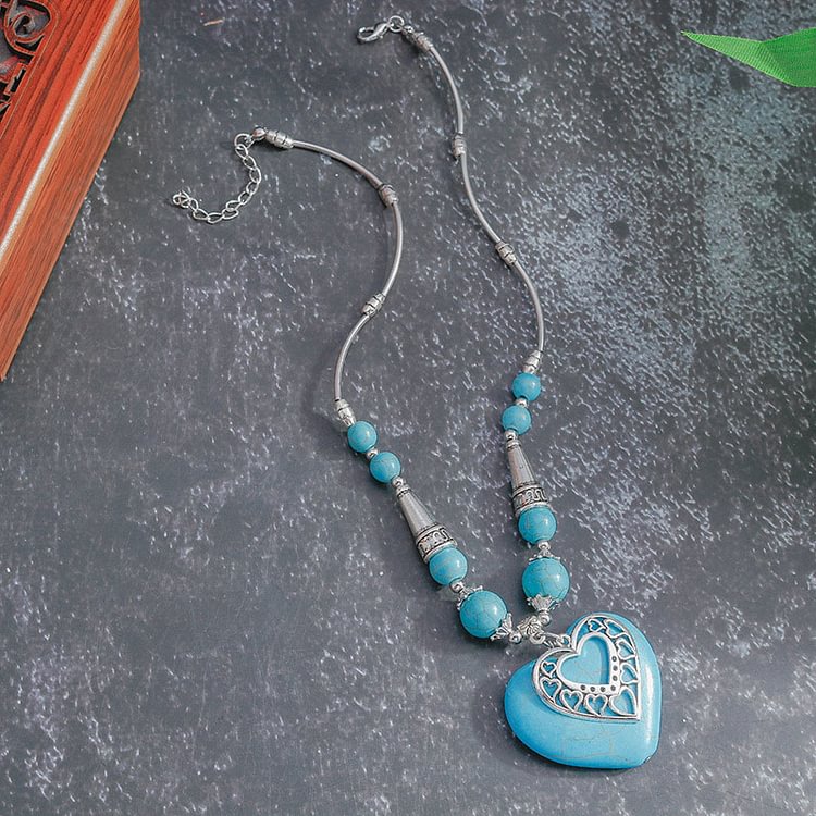 Blue Turquoise Healing Heart Necklace