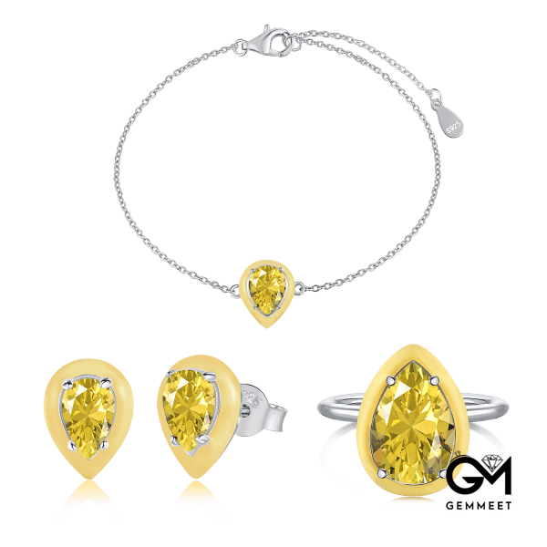 S925 Sterling Silver Yellow Water Drop Zircon Bracelet