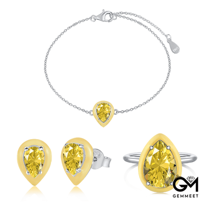 S925 Sterling Silver Yellow Water Drop Zircon Bracelet