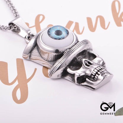 Stainless Steel Skull Eye Necklace