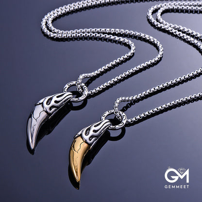 Titanium Steel Horn Necklace for Men