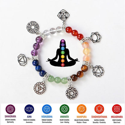 Natural Gemstone Seven Chakra Yoga Bracelet