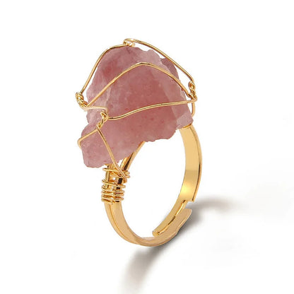 Natural Irregular Rough Wire Wrap Gemstone Ring