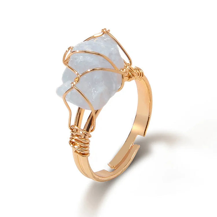 Natural Irregular Rough Wire Wrap Gemstone Ring