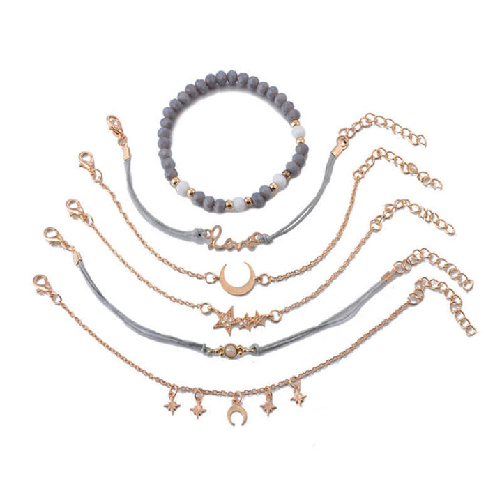 6Pcs Women's Boho Star Moon Bracelet Set