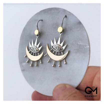 Evil Eyes Moon Earrings