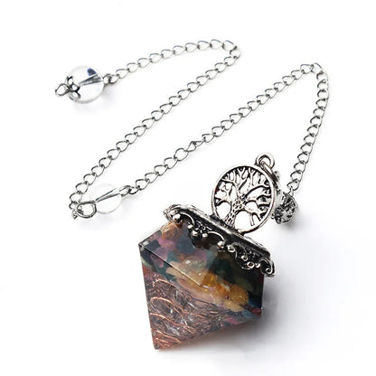 Natural Crystal Geometric Tree of Life Pendulum