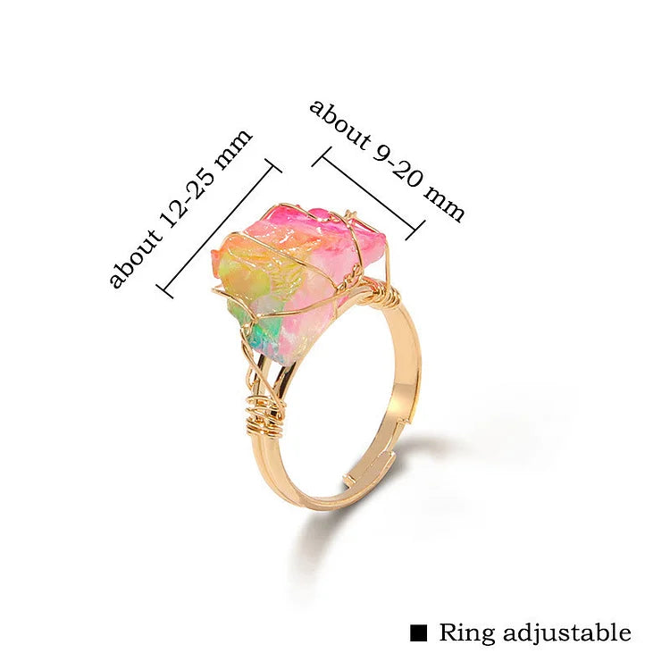 Natural Irregular Rough Wire Wrap Gemstone Ring