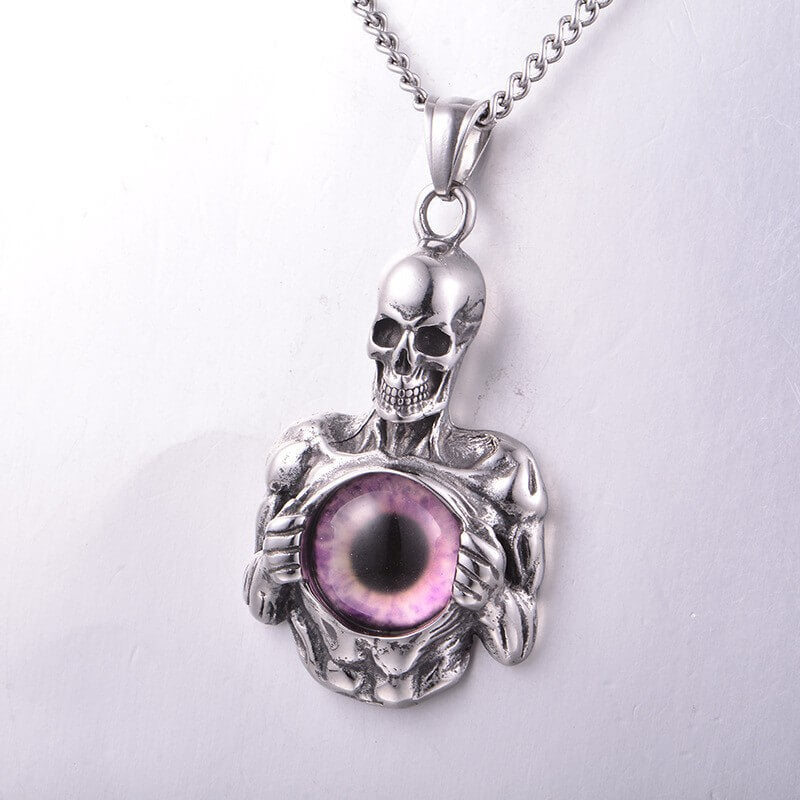 Simple Stainless Steel Eye Skull Necklace