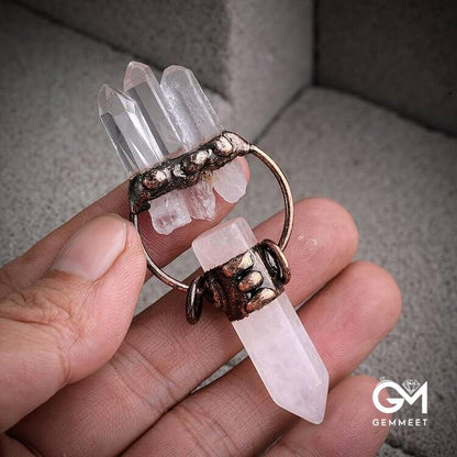 Irregular Clear Quartz Hexagonal Pillar Gemstone Necklace