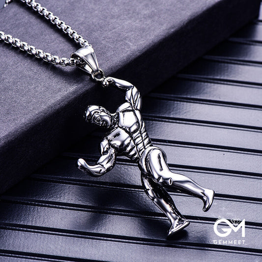 Stainless Steel Fitness Exercise Muscle Men's Necklace