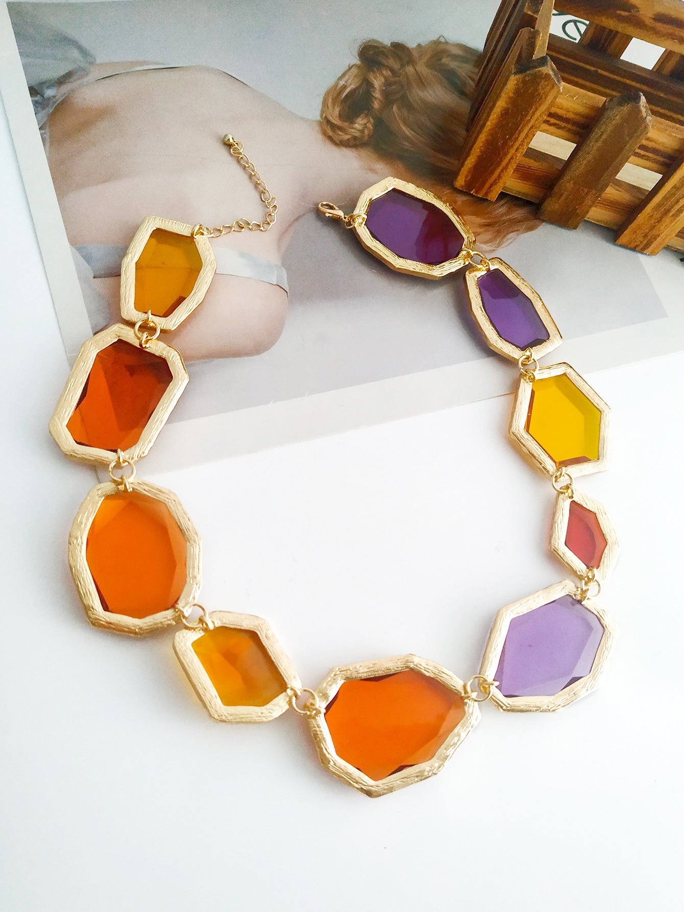 Bohemian Retro Simple Geometric Irregular Resin Necklace