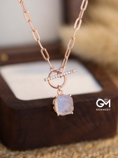 S925 Simple Buckle Moonstone Pendant Necklace