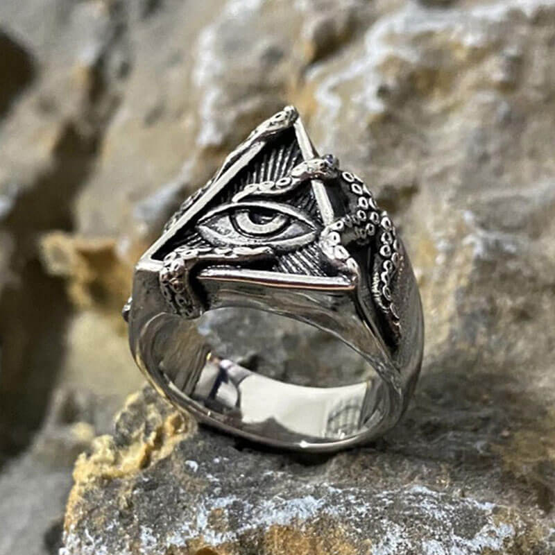 Retro Men's All-Seeing Eye Octopus Ring