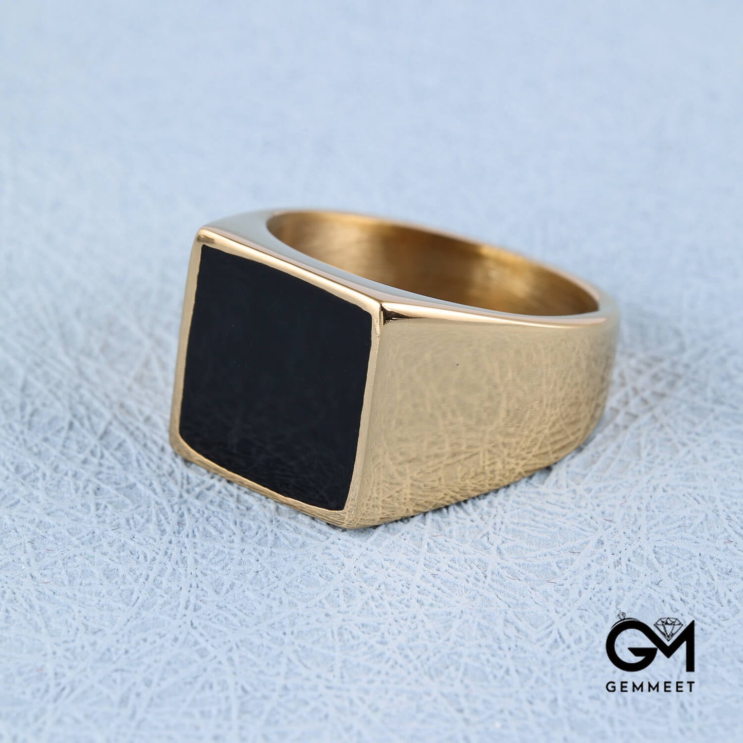 Square Drop Gel Enamel Gold Silver Square Titanium Steel Ring