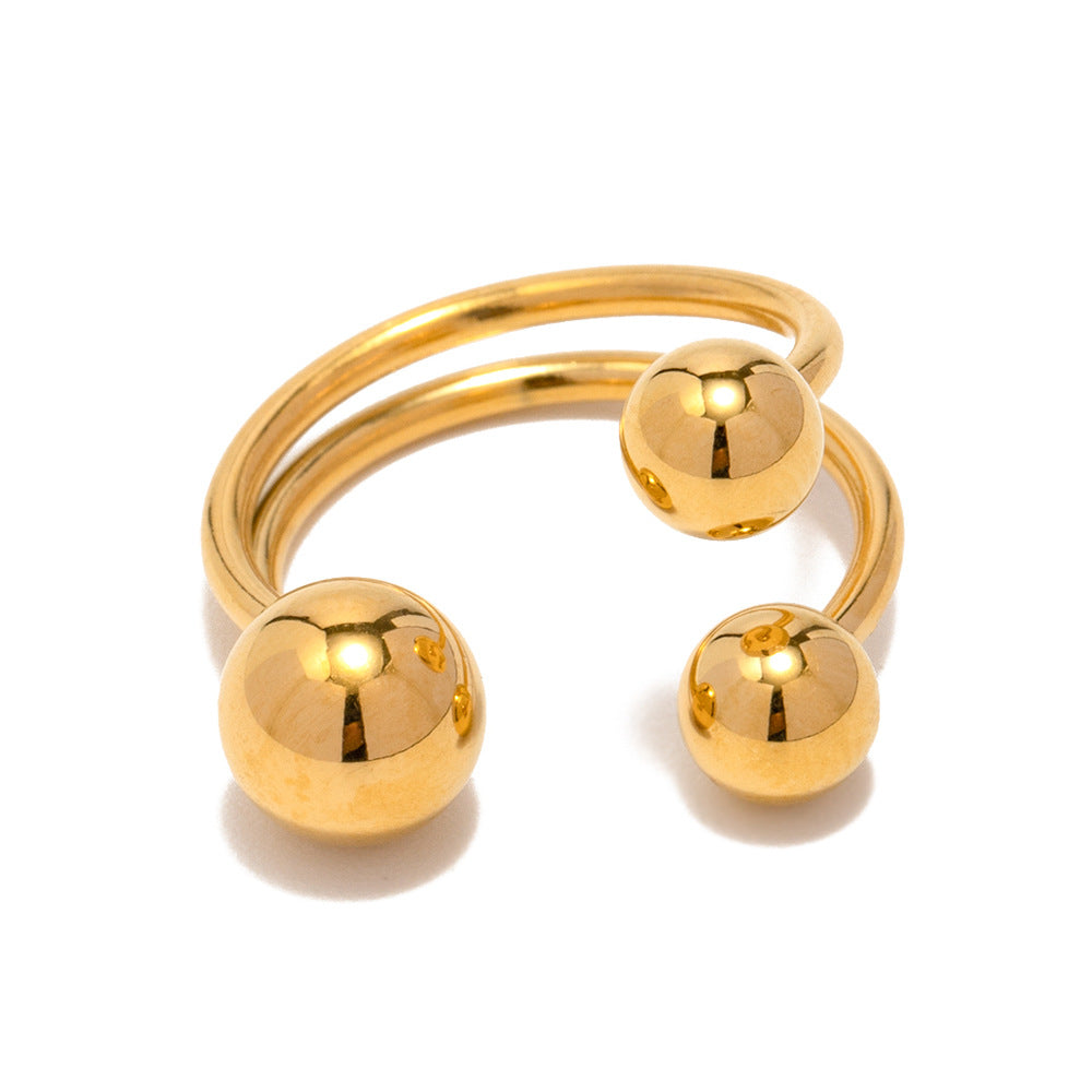 18K Gold Three-ball Gold Open Ring